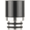 510 metal base black coloured drip tip on clear background