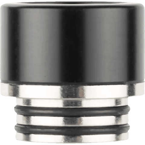 810 metal base black coloured drip tip on clear background