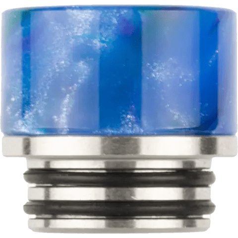 810 metal base blue resin drip tip on clear background