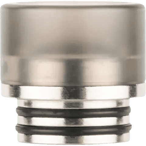 810 metal base smoked coloured drip tip on clear background