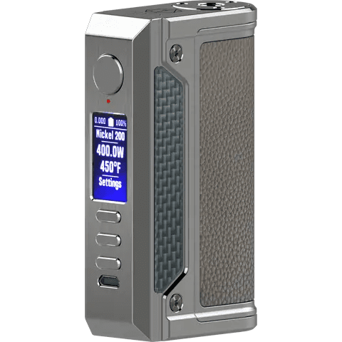 lve therion ii dna250c box mod silver front on clear background