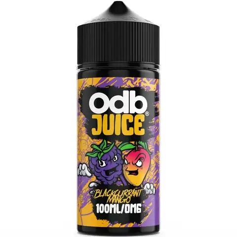 ODB Juice Blackcurrant Mango 100ml bottle on white background