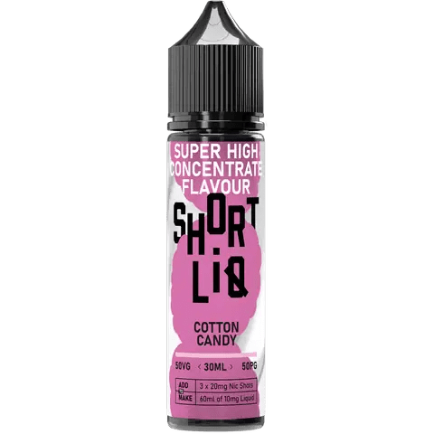 shortliq by fantasi cotton candy 30ml in 60ml bottles longfill on clear background