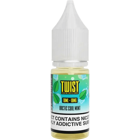 twist 10ml arctic cool mint nic salts 10mg bottle on a clear background