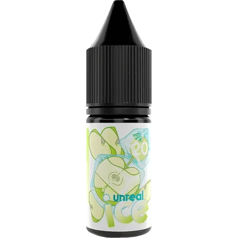 unreal ice 10ml nic salt bottle apple ice of vape juice on a clear background