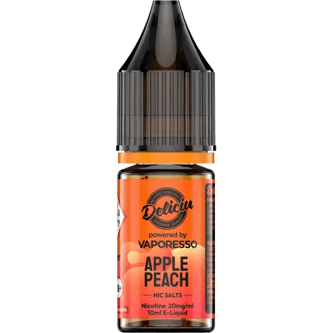 Apple & Pear 20mg - A 20mg bottle of Vaporesso Deliciu V2 Nic Salt in Apple & Pear flavour, displayed on a clear background.