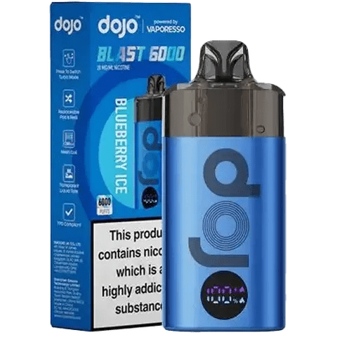 vaporesso dojo blast 6000 device blueberry ice on clear background