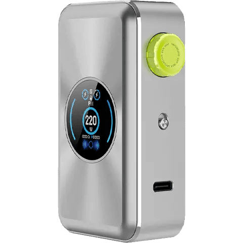 vapoesso gen max box mod colour artic silver on clear background