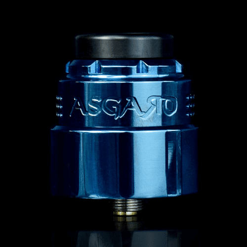 Asgard 30mm RDA by Vaperz Cloud Electric Blue (SS Top Cap) On White Background