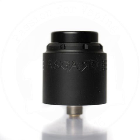 Asgard Mini 25mm RDA By Vaperz Cloud Matte Black (SS Top Cap) On White Background