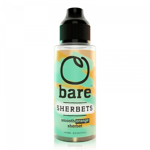 Bare Sherbets 100ml Shortfill E-Liquid Orange On White Background