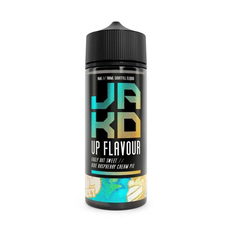 jakd blue raspberry cream pie fugly 100ml shortfill on white background