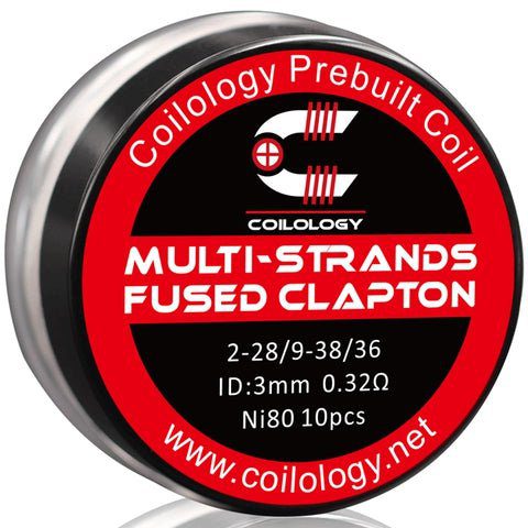 Coilology Prebuilt Performance Coils | Multi-Strands Fused Clapton 2-28/9-38/36 0.32ohm ni80 3mm ID On White Background