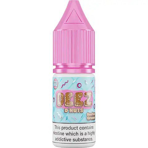 DEEZ D'Nuts 10ml Nic Salts Boston Cream / 10mg On White Background