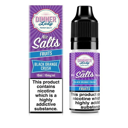 Dinner Lady Bar Salt E-Liquids Black Orange Crush / 10mg On White Background