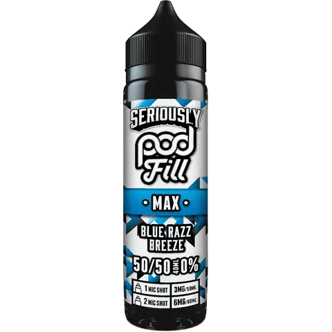 doozy pod fill max bottle blue razz breeze longfill on clear background