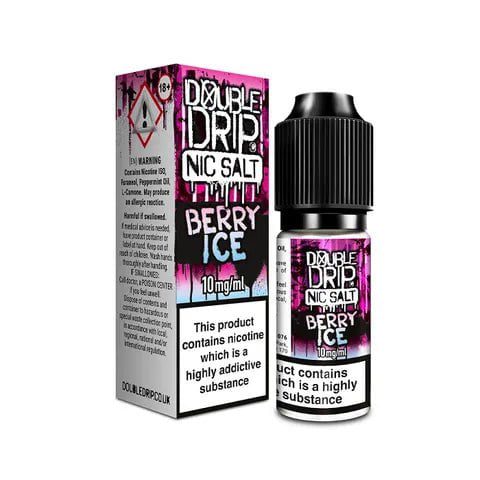 Double Drip E-Liquids 10ml Nic Salt Berry Ice / 10mg On White Background