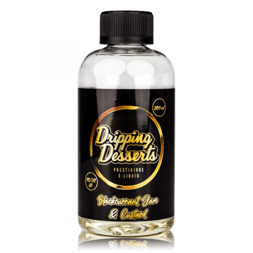 Dripping Desserts 200ml Shortfill E-Liquid Blackcurrant Jam & Custard On White Background