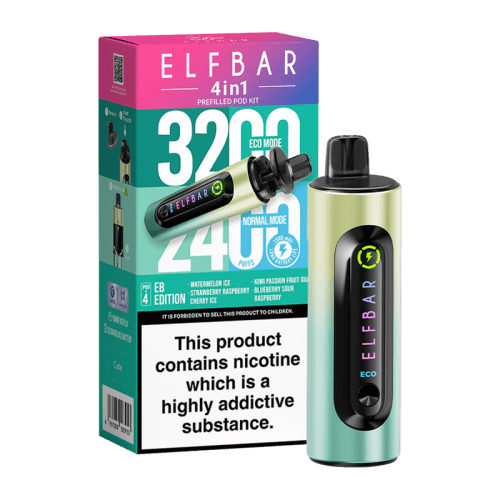 elfbar 4in1 pod vape eb edition on black background