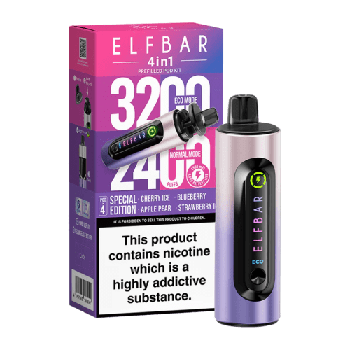 elfbar 4in1 pod vape special edition on black background