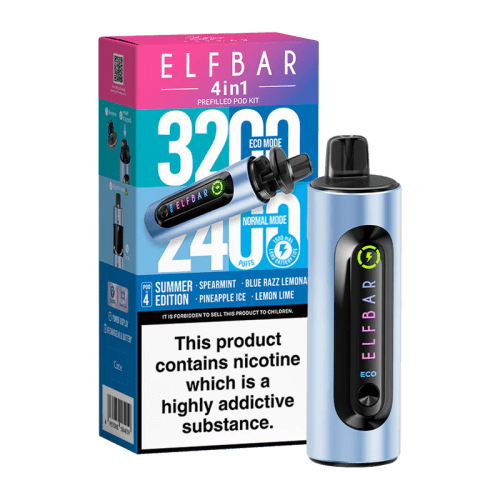 elfbar 4in1 pod vape summer edition on black background