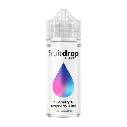 Fruit Drop 100ml Shortfill E-Liquid Blueberry Raspberry Ice On White Background