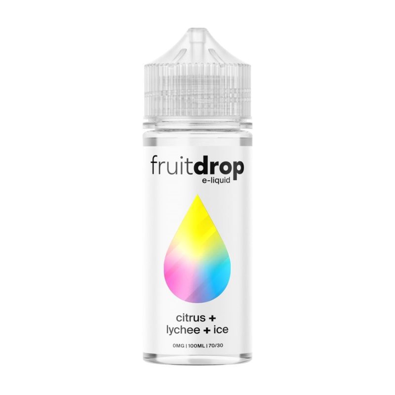 Fruit Drop 100ml Shortfill E-Liquid Citrus Lychee Ice On White Background