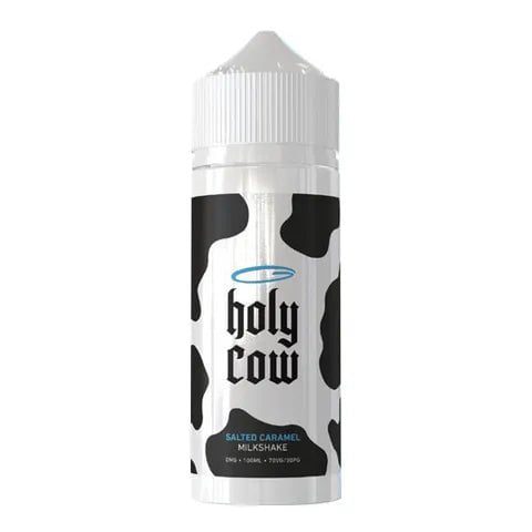 Holy Cow 100ml Shortfill E-Liquids Salted Caramel Milkshake On White Background