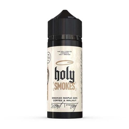 Holy Smokes 100ml Shortfill E-Liquids Smoked Maple Oak Coffee & Walnut On White Background