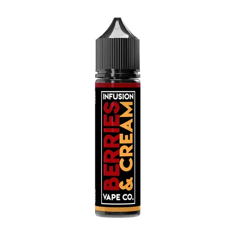 infusion vape co 50ml berries and cream on black background