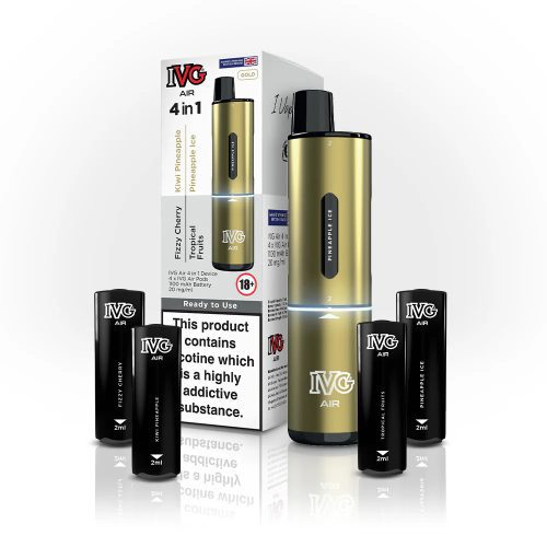 ivg air 4 in 1 pod vape kit gold on white background