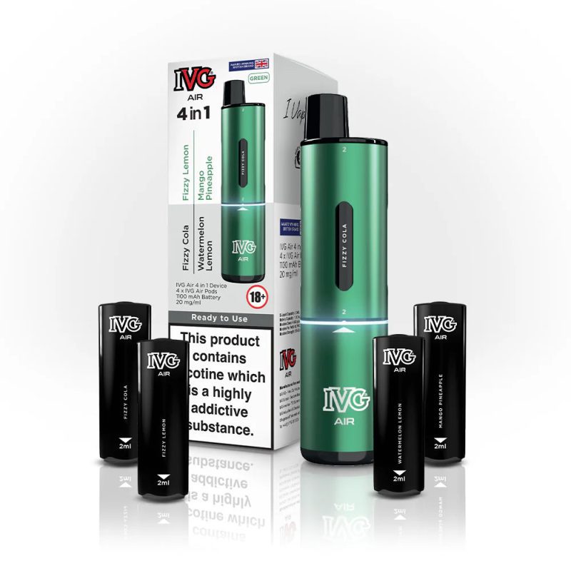 ivg air 4 in 1 pod vape kit green on white background