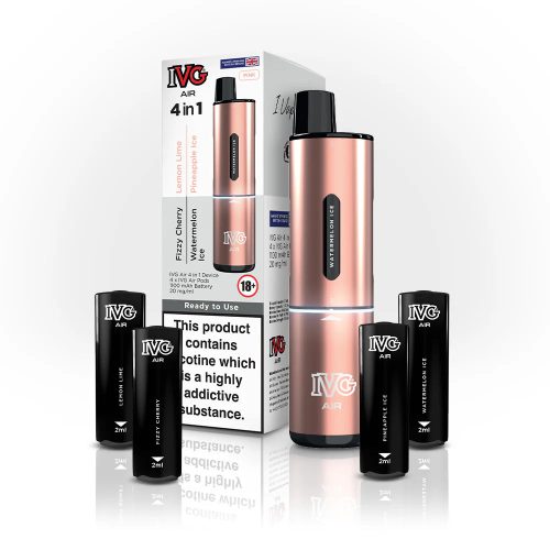 ivg air 4 in 1 pod vape kit pink on white background