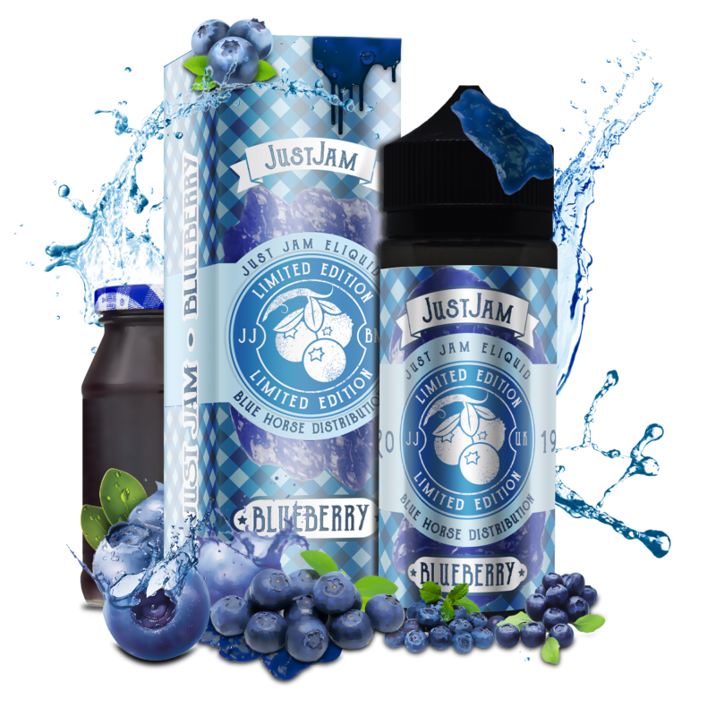 Just Jam 100ml Shortfill E-Liquids Blueberry Jam On White Background