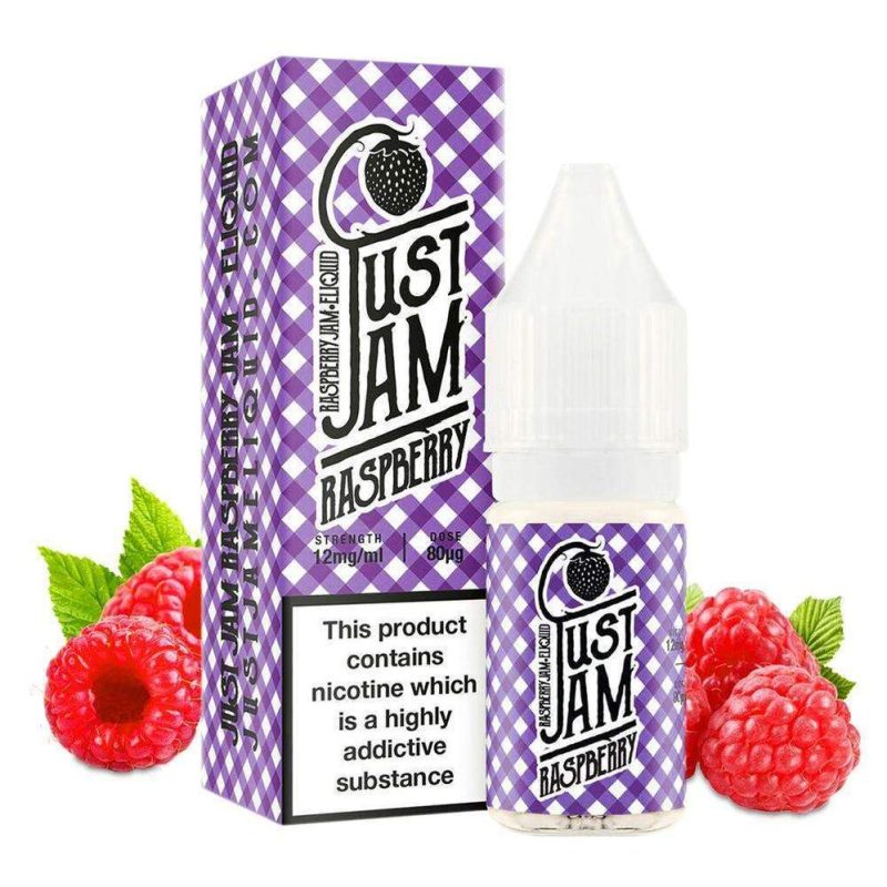 Just Jam 50/50 E-Liquids 10ml 3mg / Raspberry On White Background