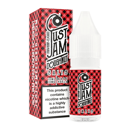 Just Jam Nic Salt E-liquids 10mg / Strawberry Doughnut On White Background