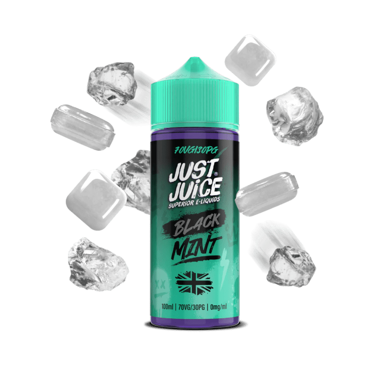 just juice black mint 100ml shortfills on black background