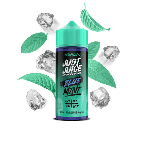 just juice blue mint 100ml shortfills on black background