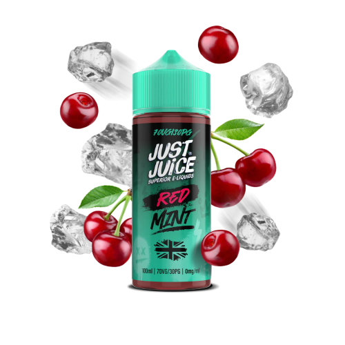 just juice red mint 100ml shortfills on black background