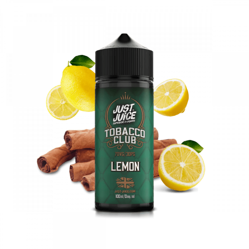 just juice tobacco club lemon 100ml on black background