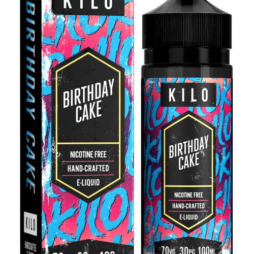 Kilo V2 E-Liquids 100ml Shortfill Range Birthday Cake On White Background