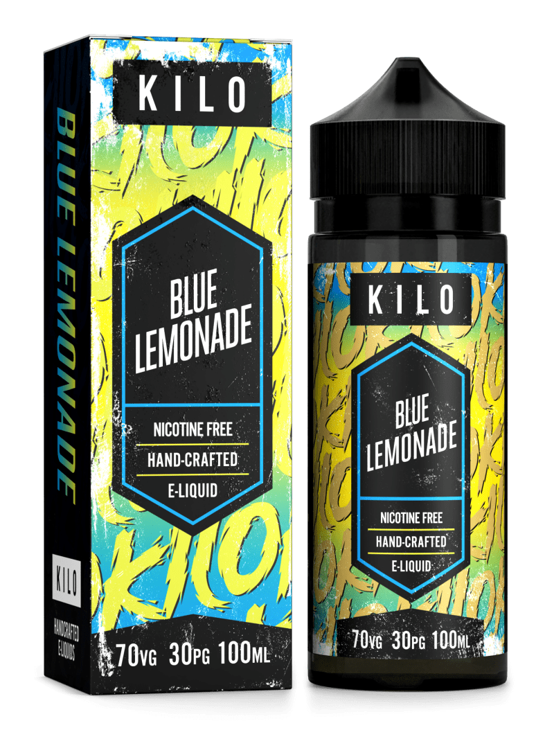 Kilo V2 E-Liquids 100ml Shortfill Range Blue Lemonade On White Background