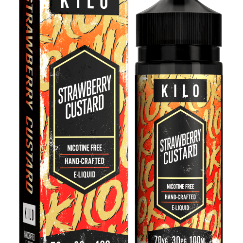 Kilo V2 E-Liquids 100ml Shortfill Range Strawberry Custard On White Background