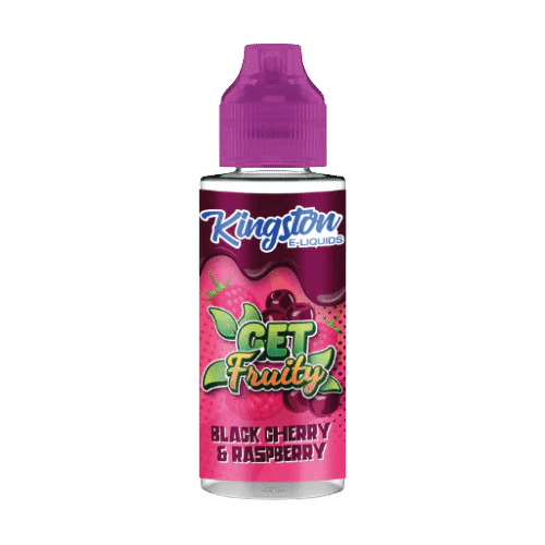 Kingston Get Fruity 100ml Shortfill E-Liquids Black Cherry Raspberry On White Background