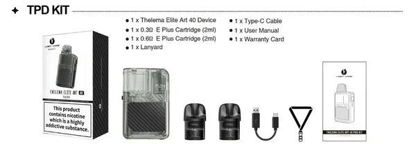 lost vape thelema elite art 40 pod vape kit whats in the