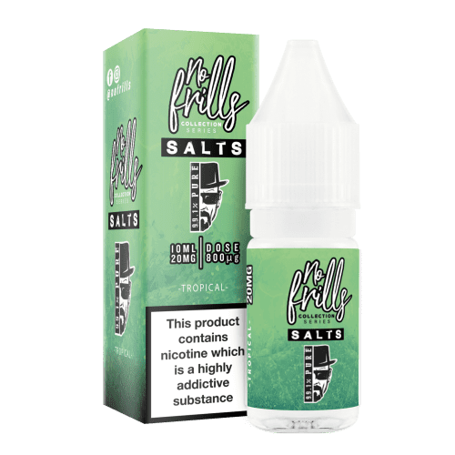 No Frills 99.1% Pure 10ml Nic Salt E-Liquid 10mg / Tropical On White Background