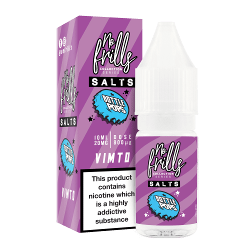 No Frills Bottle Pops 10ml Nic Salt E-Liquid 10mg / Vimto On White Background