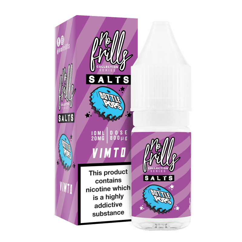 No Frills Bottle Pops 10ml Nic Salt E-Liquid 10mg / Vimto On White Background