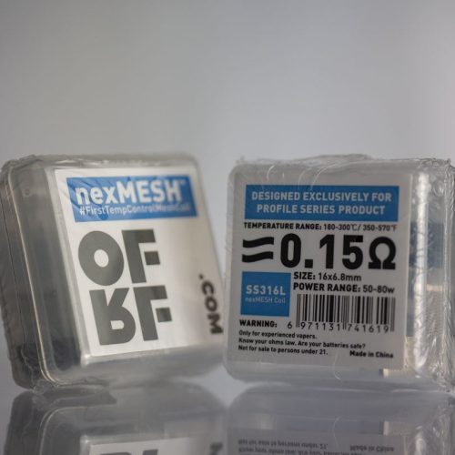 OFRF nexMesh Mesh Strips Pack OF 10 to suit Wotofo Profile RDA SS316L nexMESH Mesh Coil On White Background