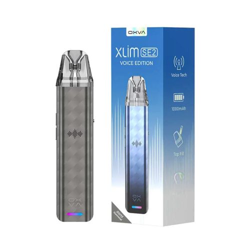 oxva xlim se 2 pod vape gunmetal on white background